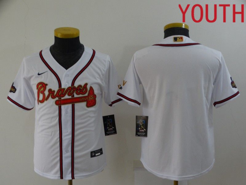 Youth Atlanta Braves Blank White Gold Game Nike 2022 MLB Jersey